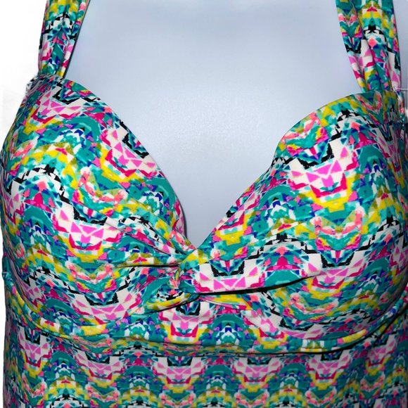 Collections by Catalina Womens Tankini Top Swimsuit L 12 14 Wired Padded Bra - Picture 3 of 10